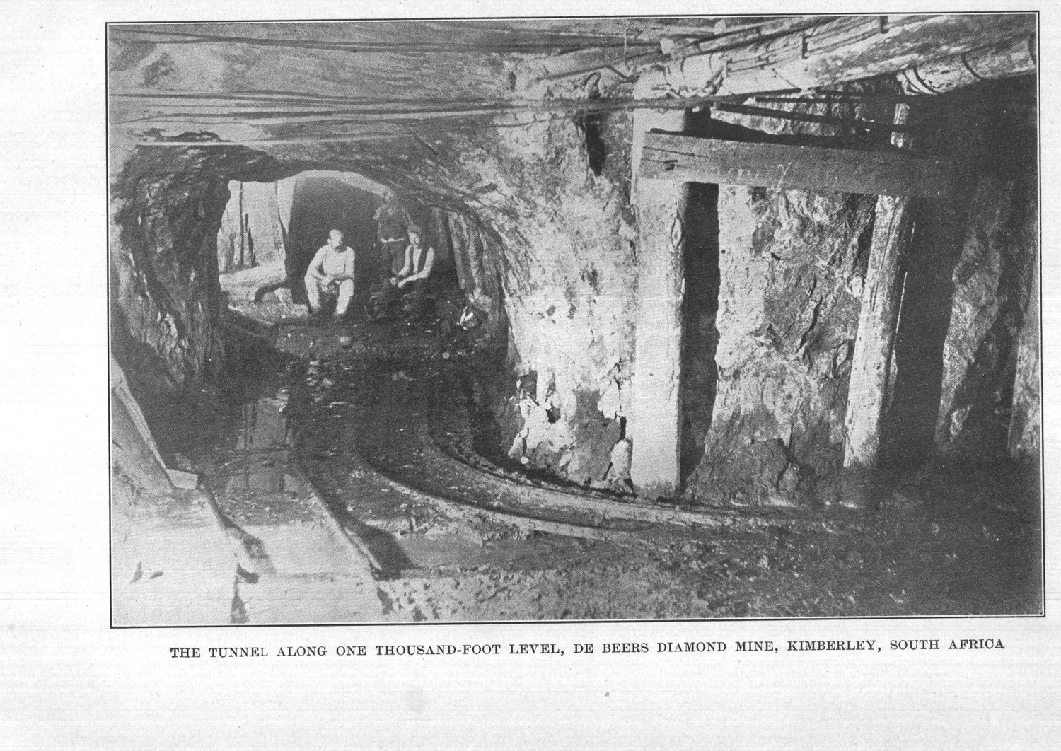 The tunnel along the one-thousand-foot level, De Beers Diamond Mines, Kimberley