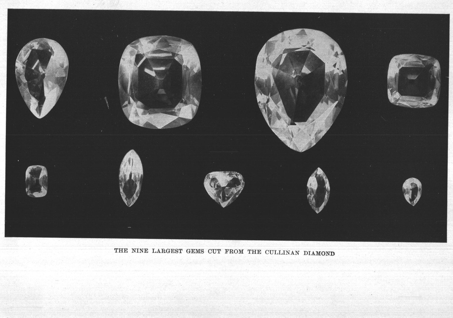 The nine largest gems cut from the Cullinan Diamond