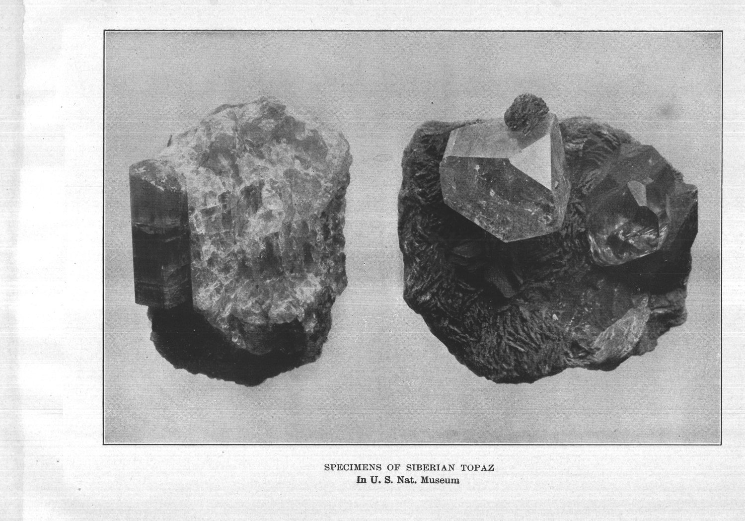 Specimen of Siberian topaz, in U.S. National Museum