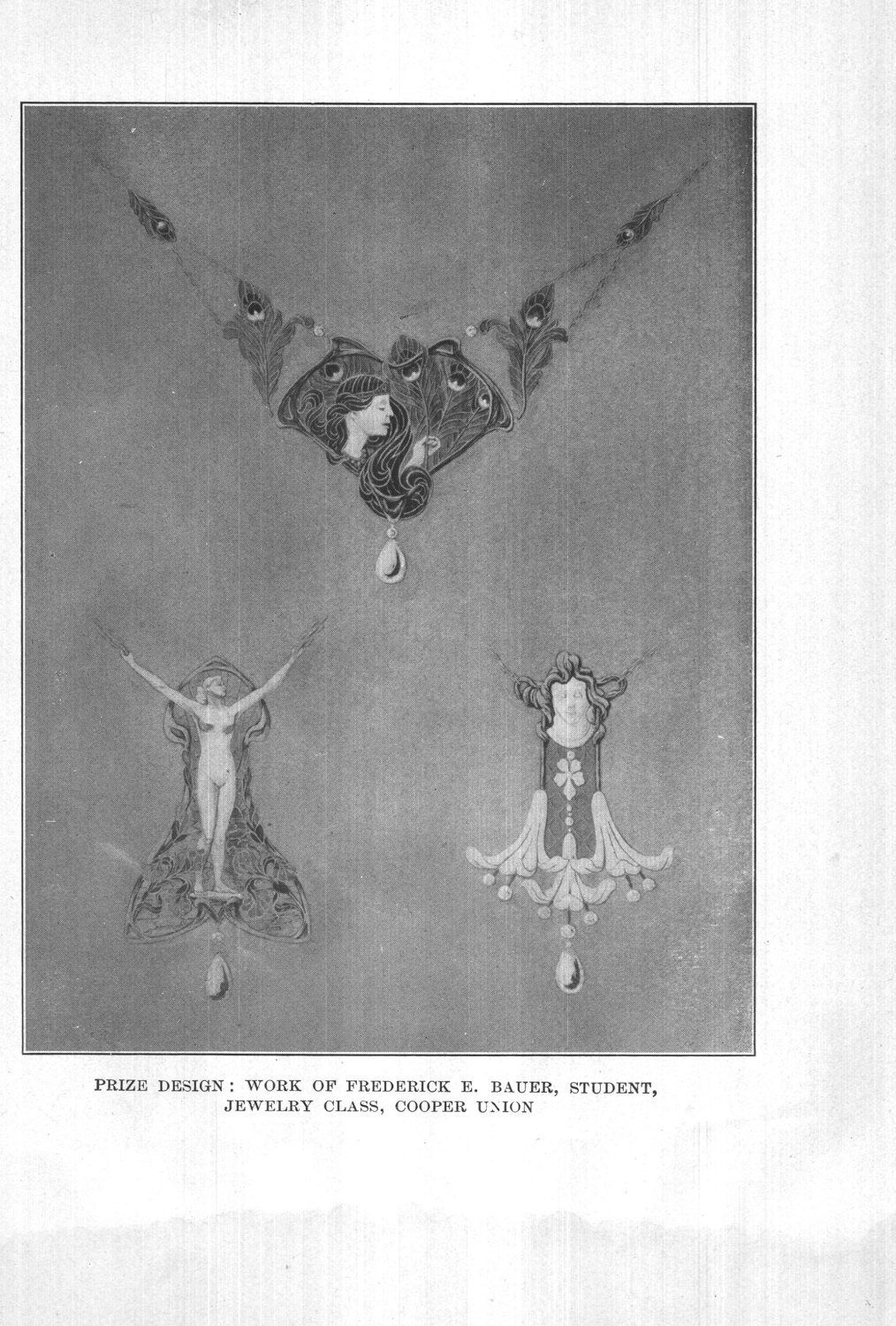 Prize design: work of Frederick E. Bauer, student, jewelry class, Cooper Union
