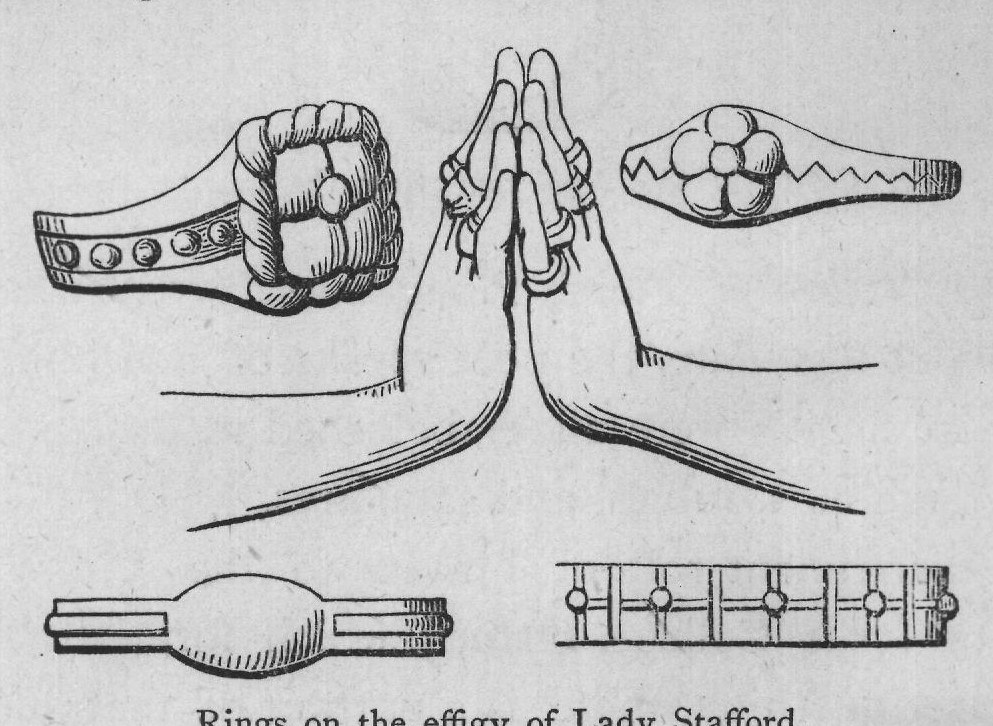 Rings on the effigy of Lady Stafford.