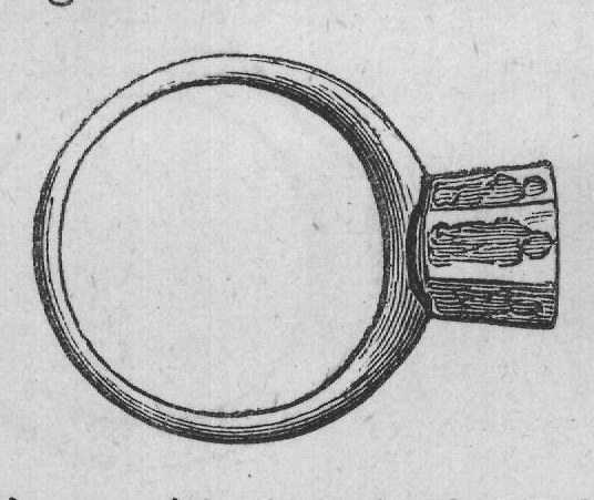 Bronze ring, with bezel shaped as the sole of a shoe,
